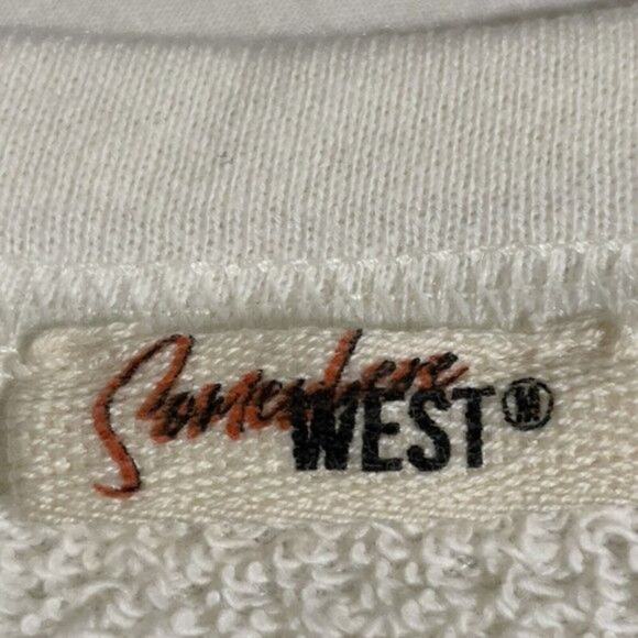 Somewhere West Sweatshirt Women's Medium White Pink Text Soft Cozy  Sweatshirt - Picture 7 of 8